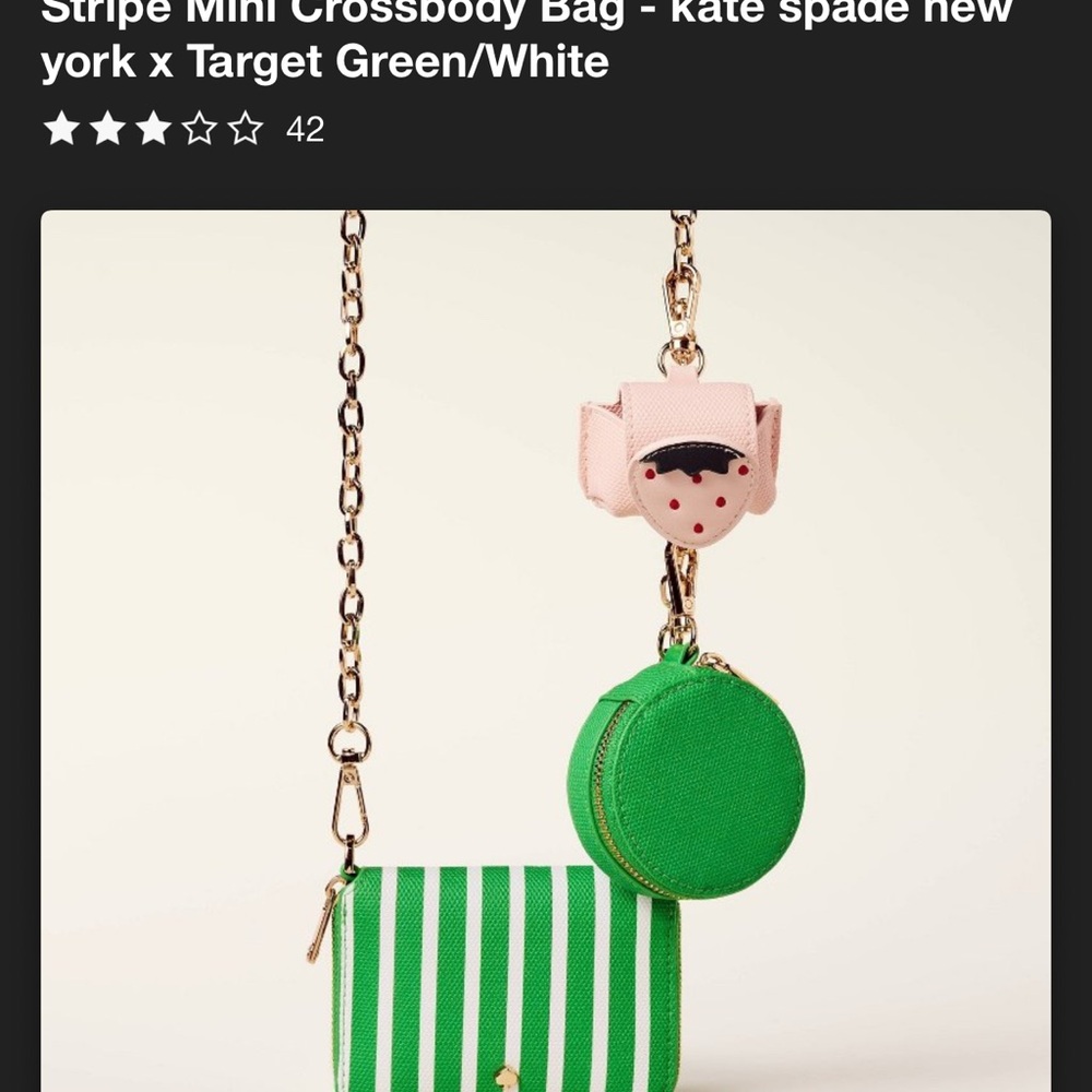 Kate Spade Green and White Stripe Mini Crossbody Bag